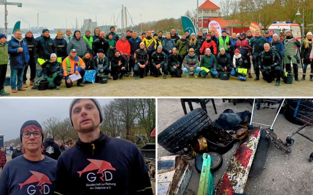 Mit GRD-Unterstützung: Flensburger Hafenputz fördert fast eine Tonne Meeresmüll ans Tageslicht
